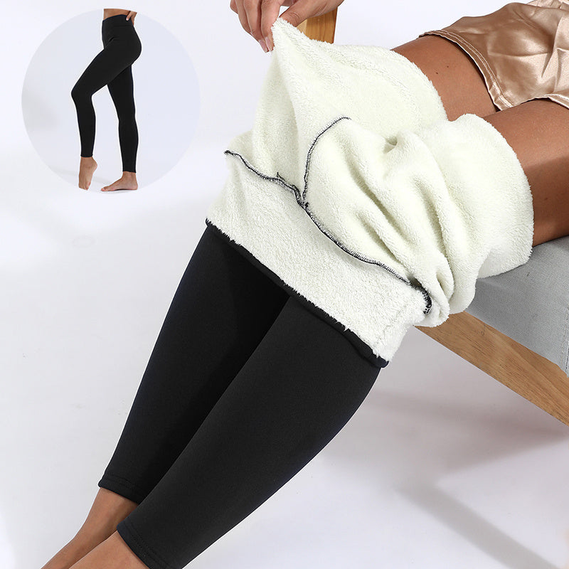 Leggings invernali caldi, spessi ed elasticizzati, in cashmere e agnello, pantaloni attillati da donna